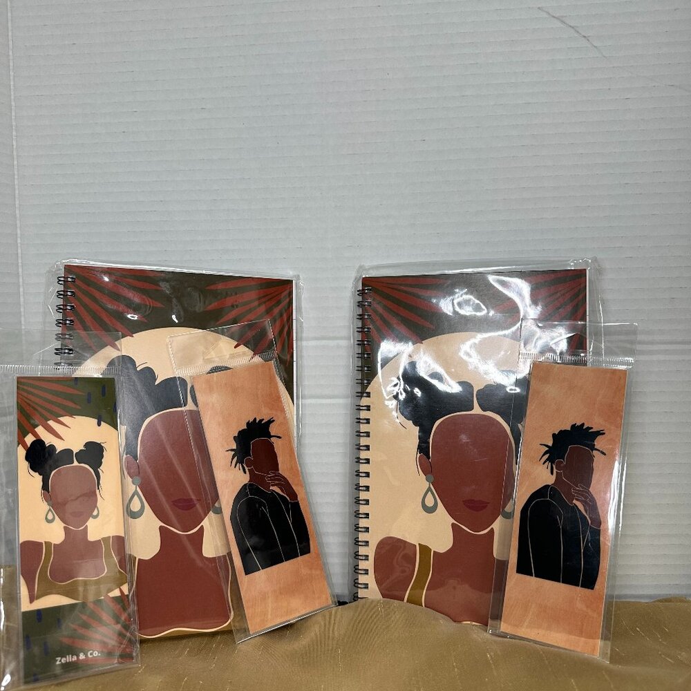 Black Woman Lined Journal 6 x 9 inches Zella & Co w/ Bookmarks Bundle